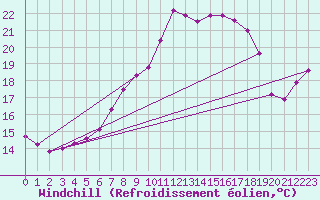 Courbe du refroidissement olien pour Bad Lippspringe