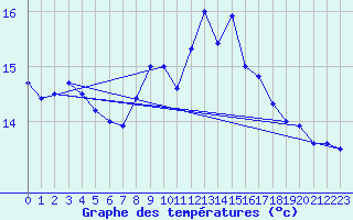 Courbe de tempratures pour Capel Curig