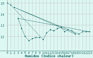 Courbe de l'humidex pour Notzingen