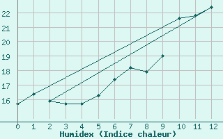 Courbe de l'humidex pour Toenisvorst