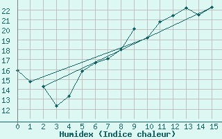 Courbe de l'humidex pour Muskau, Bad