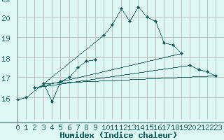 Courbe de l'humidex pour Belm