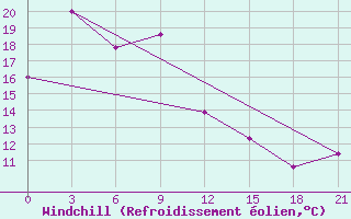 Courbe du refroidissement olien pour Chongjin