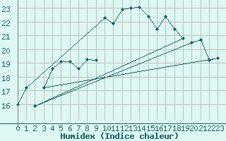 Courbe de l'humidex pour Cap de la Hague (50)