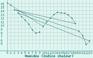 Courbe de l'humidex pour Angliers (17)