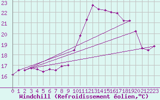 Courbe du refroidissement olien pour Cherbourg (50)