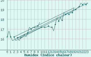 Courbe de l'humidex pour Platform P11-b Sea