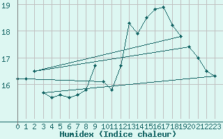 Courbe de l'humidex pour Cap de la Hague (50)