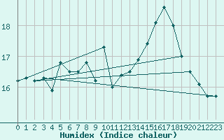 Courbe de l'humidex pour Locarno (Sw)