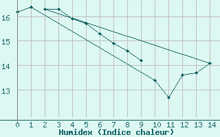 Courbe de l'humidex pour Passo Fundo