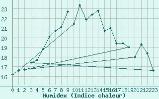 Courbe de l'humidex pour Turi