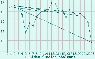 Courbe de l'humidex pour Muret (31)