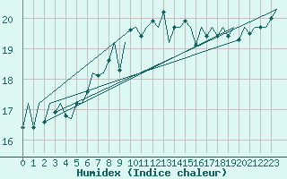 Courbe de l'humidex pour Lampedusa