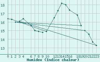 Courbe de l'humidex pour Charleroi (Be)