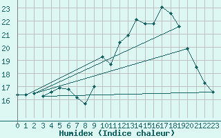 Courbe de l'humidex pour Florennes (Be)