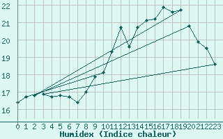 Courbe de l'humidex pour Reims-Courcy (51)