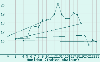 Courbe de l'humidex pour Belm