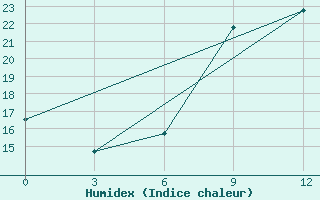 Courbe de l'humidex pour Turcasovo