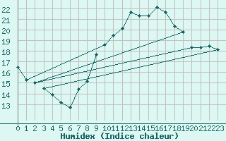 Courbe de l'humidex pour Jabbeke (Be)