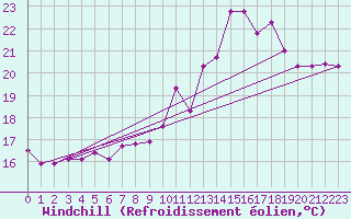 Courbe du refroidissement olien pour Langres (52) 