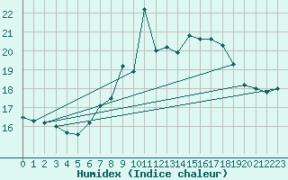 Courbe de l'humidex pour Michelstadt-Vielbrunn