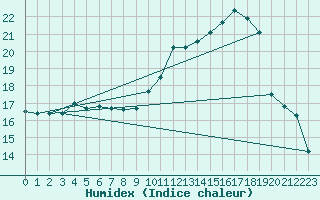 Courbe de l'humidex pour Tours (37)