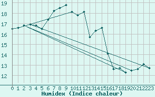 Courbe de l'humidex pour Tesseboelle