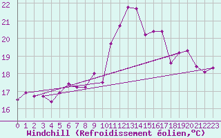 Courbe du refroidissement olien pour Bonn-Roleber