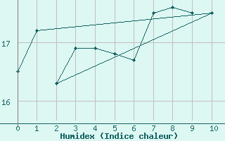 Courbe de l'humidex pour Whangarei Aerodrome