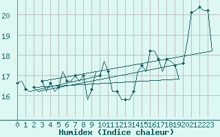 Courbe de l'humidex pour Le Goeree