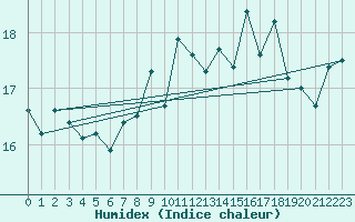 Courbe de l'humidex pour Anholt