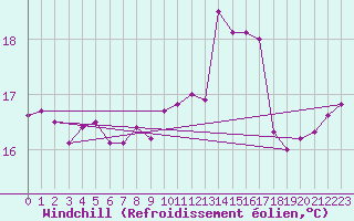 Courbe du refroidissement olien pour Le Talut - Belle-Ile (56)