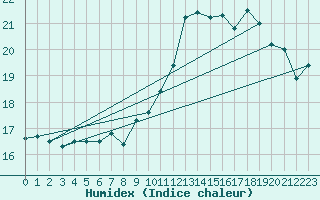 Courbe de l'humidex pour Mont-Aigoual (30)