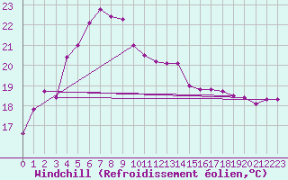 Courbe du refroidissement olien pour Morawa
