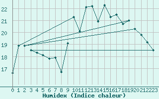 Courbe de l'humidex pour Tarbes (65)