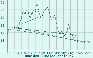 Courbe de l'humidex pour Vlieland