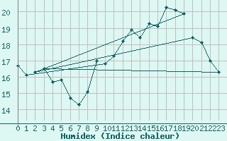 Courbe de l'humidex pour Selonnet - Chabanon (04)