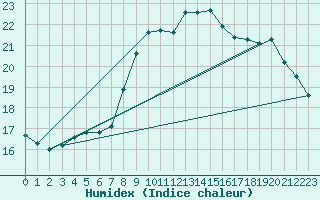 Courbe de l'humidex pour Ble - Binningen (Sw)