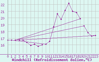 Courbe du refroidissement olien pour Lamballe (22)