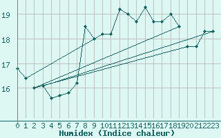 Courbe de l'humidex pour Palma De Mallorca