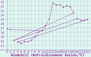 Courbe du refroidissement olien pour Vandells