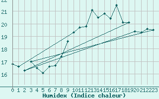 Courbe de l'humidex pour Feldberg-Schwarzwald (All)