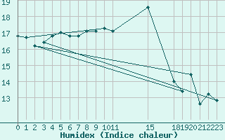 Courbe de l'humidex pour Sa Pobla