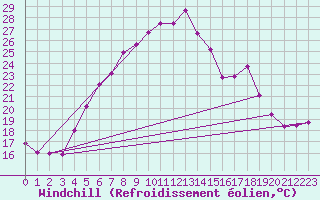 Courbe du refroidissement olien pour Neusiedl am See