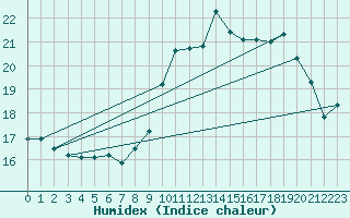 Courbe de l'humidex pour Grues (85)