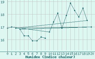 Courbe de l'humidex pour Friedrichshafen-Unte