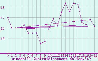 Courbe du refroidissement olien pour Florennes (Be)