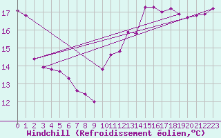 Courbe du refroidissement olien pour Sallles d