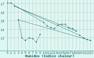 Courbe de l'humidex pour Erfde