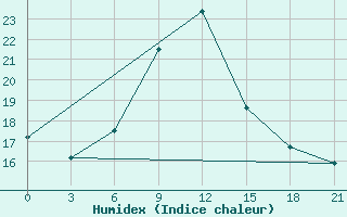 Courbe de l'humidex pour Turcasovo